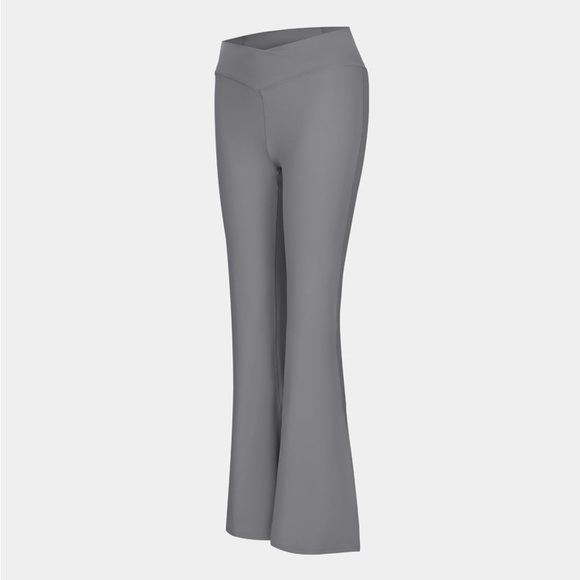 NWT HALARA Crossover High Waisted Back Pocket Super Flare Pants SIZE PS Grey - Picture 6 of 11